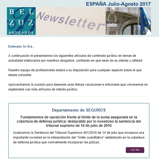 Newsletter España - Julio-Agosto 2017