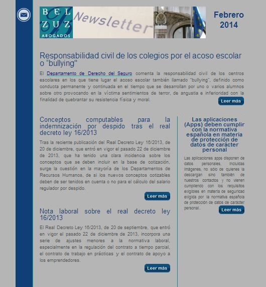 Newsletter España - febrero 2014