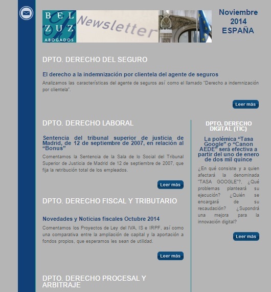Newsletter España - noviembre 2014
