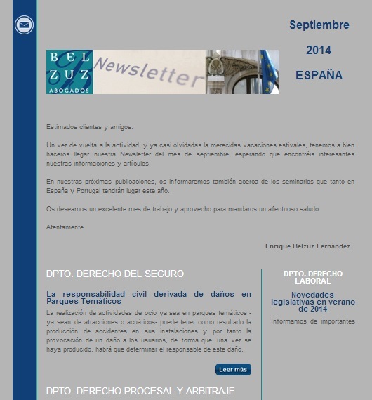 Newsletter España - septiembre 2014