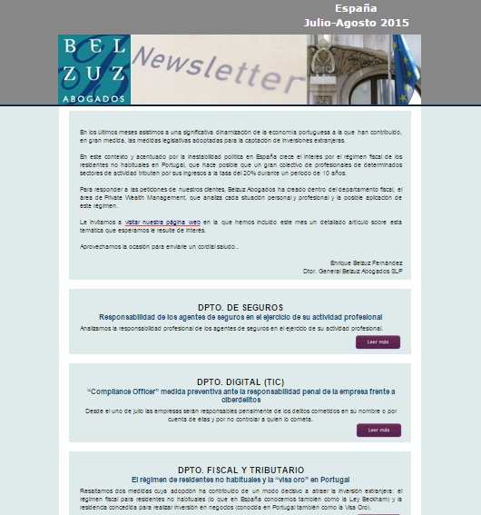 Newsletter España - Julio-Agosto 2015