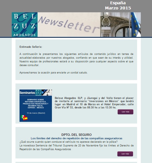 Newsletter España - marzo 2015