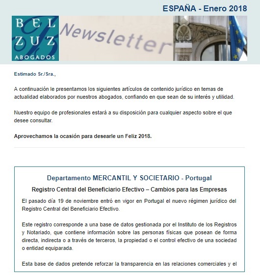Newsletter España - Enero 2018