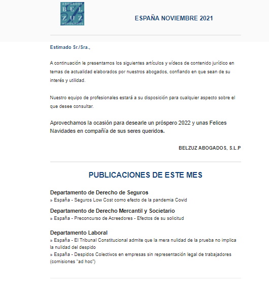 Newsletter España - Noviembre 2021