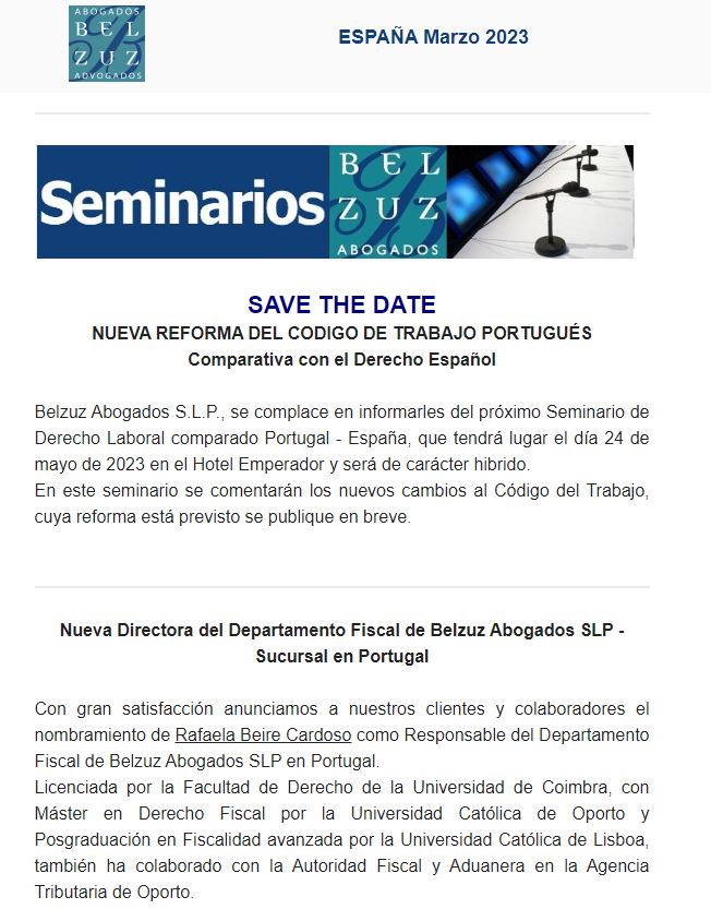 Newsletter Espana- Marzo