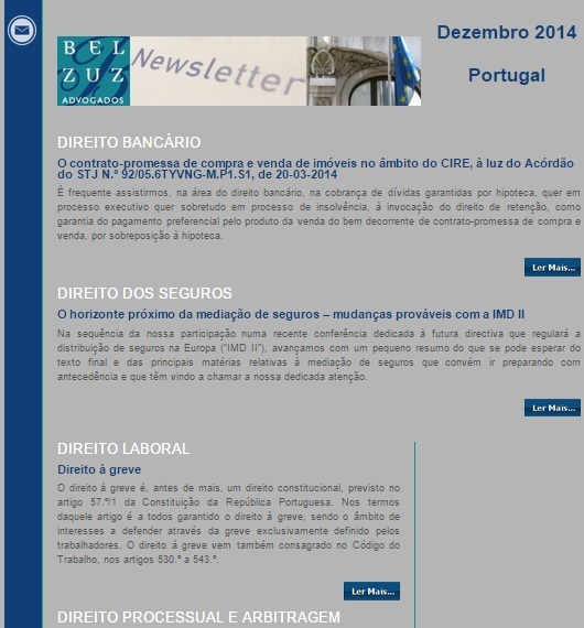 Newsletter Portugal - dezembro 2014