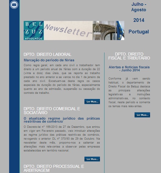 Newsletter Portugal - Julho-Agosto 2014
