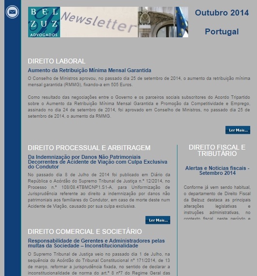 Newsletter Portugal - outubro 2014