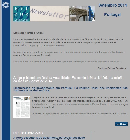Newsletter Portugal - setembro 2014