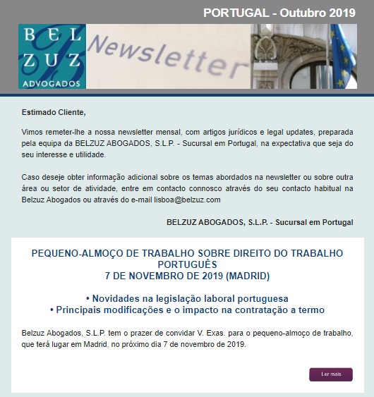 Newsletter Portugal - Outubro 2019